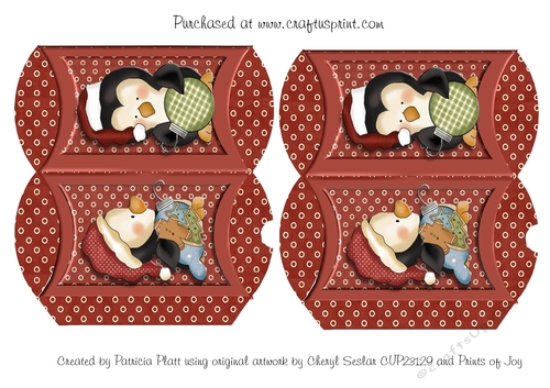 Red Penguins Chirstmas Pillow Box