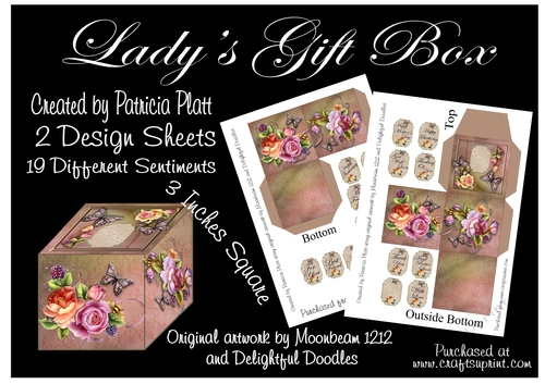 Ladys 3 Inch Gift Box With Roses and Butterflies Mini Kit