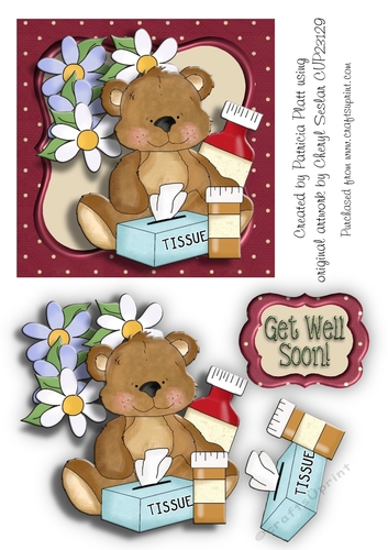 Get Well Teddy with Tissues Topper