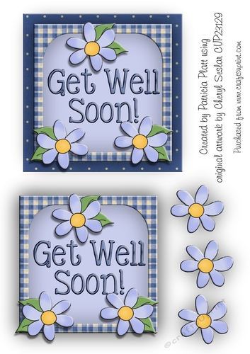 Get Well Soon Blue Daisy Topper