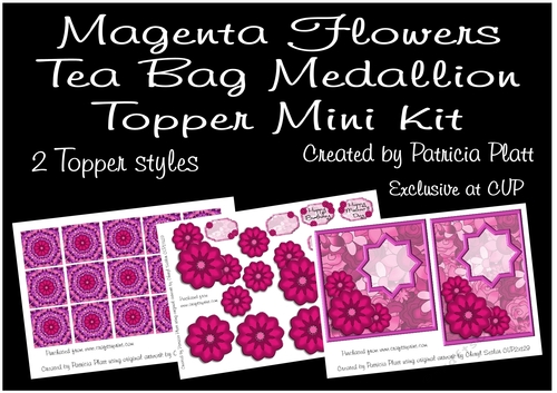 Magenta Flowers Tea Bag Tiles and Topper Mini Kit
