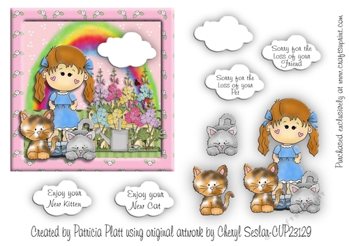 Pet Sympathy Rainbow Card Topper Cat