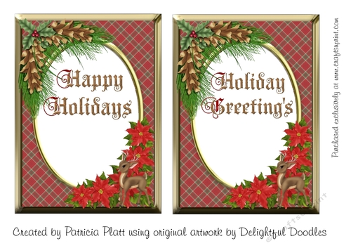 Christmas Inserts for the Christmas Village Church Card Toppers Red 1