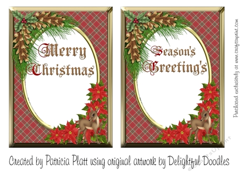 Christmas Inserts for the Christmas Village Church Card Toppers Red 2