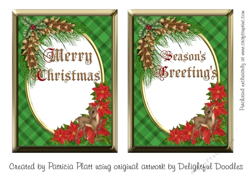 Christmas Inserts for the Christmas Village Church Card Toppers green 2