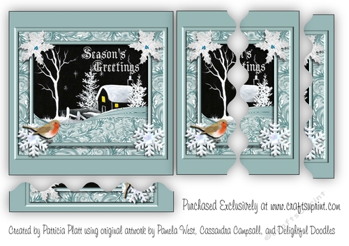 Snowy Night Seasons Greetings Side Stacker Card Topper