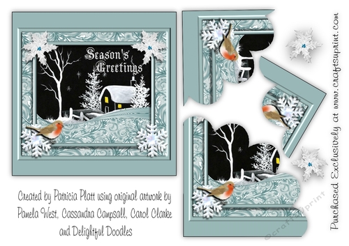 Snowy Night Seasons Greetings Corner Stacke Card topper
