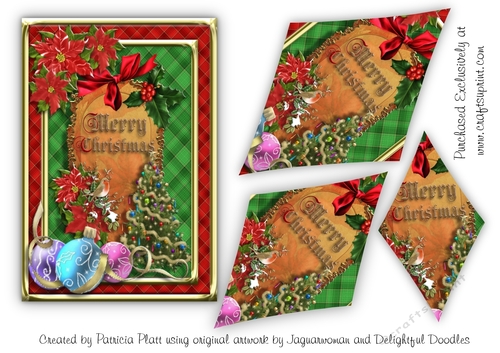 Vintage Christmas 5x7 Diamond Pyramid Topper