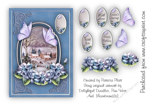 Butterflies in Winter 5x7 Topper