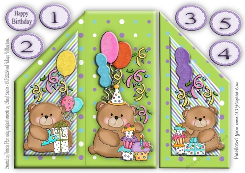Birthday Bear Angled front DL Age Card 