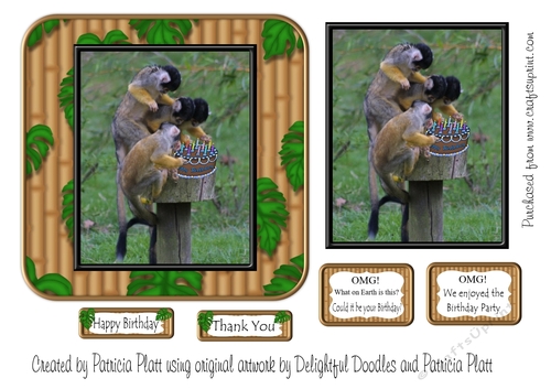 OMG Monkeys Birthday Funny Card Topper