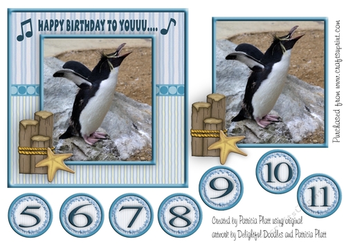 Funny Singing Penguin Birthday Card Topper ages 5 to 11