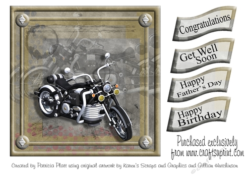 Grunge Motorcycle Card Topper various occasions