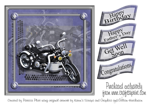 Blue Grunge Motorcycle Card Topper various occasions