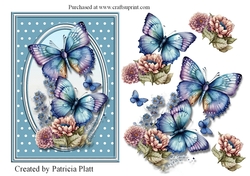 Blue Butterflies Decoupage 5x7 card topper