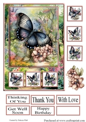 A5 Black Butterfly Floral Path