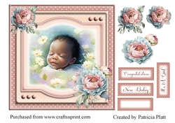 African American New Baby Girl 7x7 Card Topper