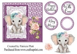 Cute Baby Elephant 6x6 Topper
