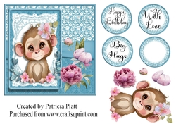Cute Baby Monkey 6x6 Topper