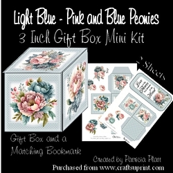 Light Blue - Pink and Blue Peonies 3 Inch Gift Box Mini Kit
