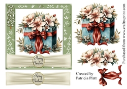 6x6 Christmas Present With White Poinsettias