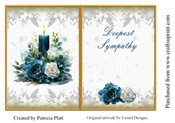 5x7 Blue and White Roses Candle Sympathy insert