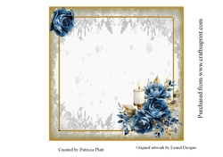 7x7 Deepest Sympathy Blue Roses and Candle insert