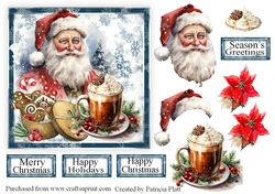 6x6 Santa with Cocoa and Cookies Topper