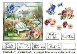 Square in Squares Garden Bench Card Topper for various Occasions