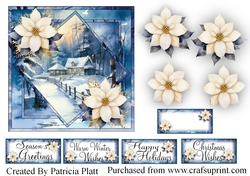 Winter Scene with White Poinsettias Squares in squares
