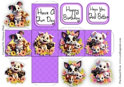 Cute Puppies Gift Box, Happy Birthday, Have a Fun Day, Hope You Feel Better