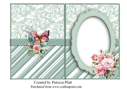 Teal 5x7 Butterflies and Flowers Insert