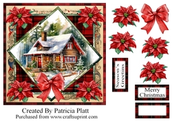 Christmas Cabin Square in Squares Topper