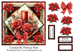 Christmas Candle Square in Squares Topper