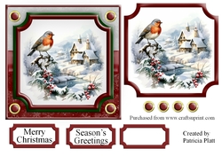 Christmas Robin Winter Scene Topper 7 6x6