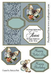 7x7 Birthday or Mothers Day Butterfly Topper