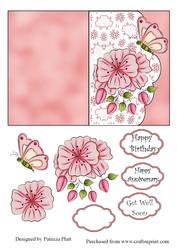 Pink Lace, Flowers and Butterfly