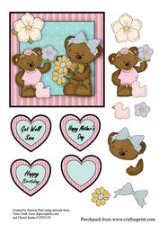 Baby Girl Bear Giving Mother Bear a Flower Topper