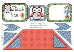 Criss Cross Pocket Blue Owl Thank You