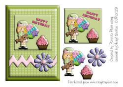 Green Birthday Girl Card Topper