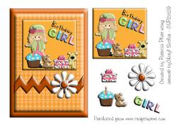 Orange Birthday Girl Card Topper