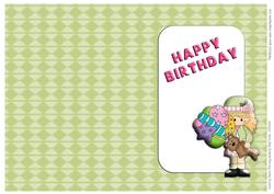 Green Birthday Girl Card Insert