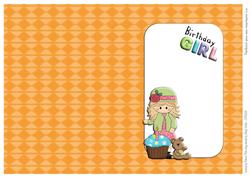 Orange Birthday Girl Card Insert
