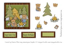 Camping Bears Father Day Square Card Topper