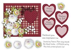Fanciful Heart and Flowers Topper