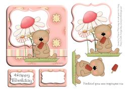 Summery Square Birthday Bear Topper