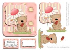 Square Summery Birthday Bear Topper