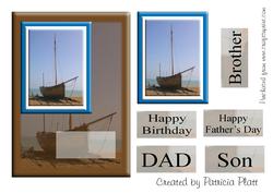 Beached Sail Boat Male Card Topper