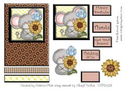 Sunflower Mouse and Blue Bird Friend Step by Step Topper