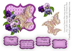 With Love on Your Birthday Purple Pansy Step by Step Topper